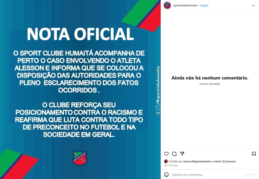 Humaitá-AC após relato de caso na Copa Verde — Foto: Reprodução